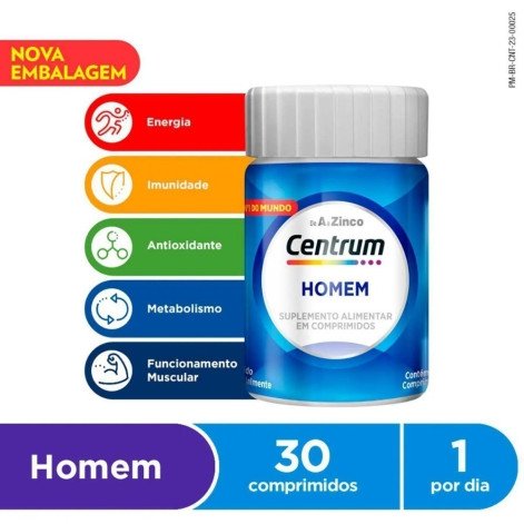  Polivitaminico Centrum Essentials Homem de A a Zinco 30 Comprimidos