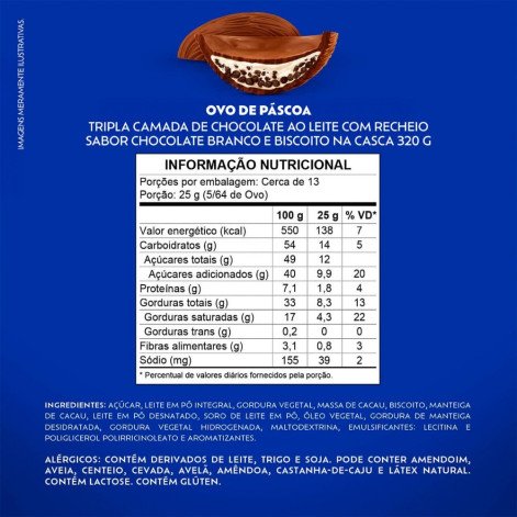 Ovo de Páscoa Lacta Tripla Camada Oreo 320g