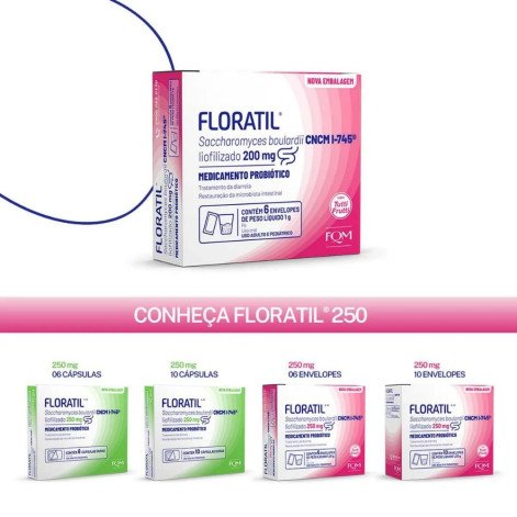 Probiótico Floratil 200mg 6 envelopes de 1g