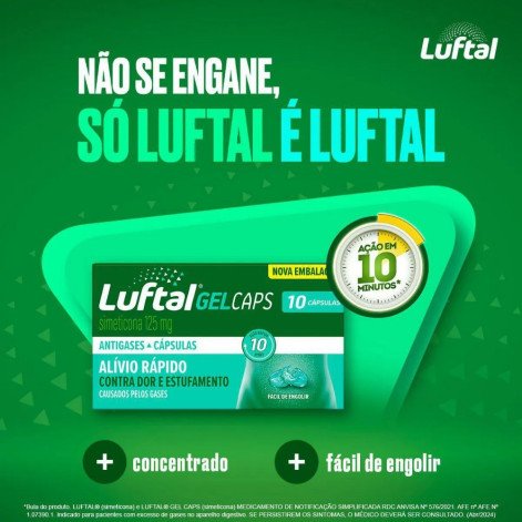 Luftal Gel Caps Simeticona 125mg 10 Cápsulas
