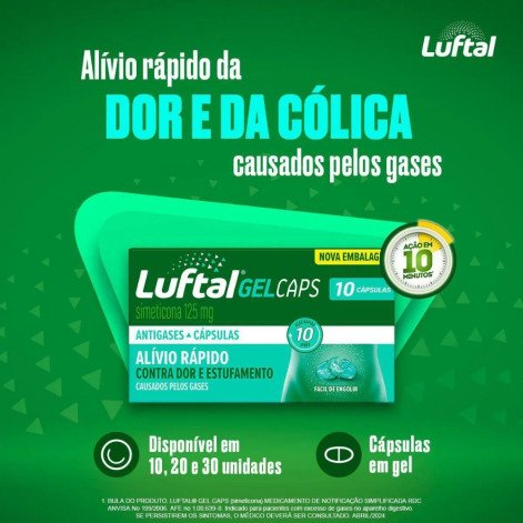 Luftal Gel Caps Simeticona 125mg 10 Cápsulas