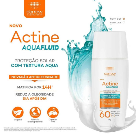 Protetor Solar Facial Darrow Actine Aquafluid FPS 60 40g