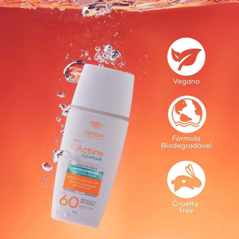 Protetor Solar Facial Darrow Actine Aquafluid FPS 60 40g