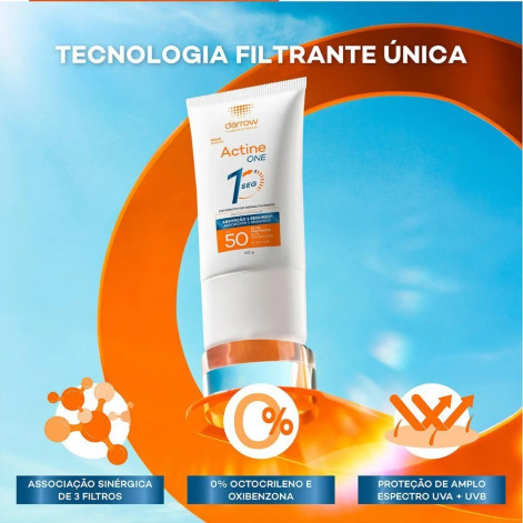 Protetor Solar Facial Darrow Actine One Colors FPS 50 Tom 1 40g