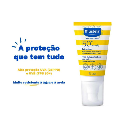 Protetor Solar Facial Loção FPS 50+ Mustela 40ml