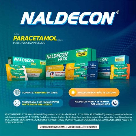 Naldecon Pack Dia e Noite Paracetamol + Cloridrato Fenillefrina + Maleato de Carbinoxamina 24 comprimidos