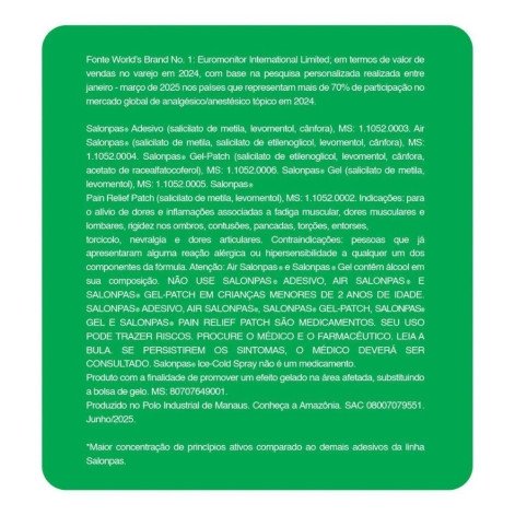 Salonpas Pain Relief Patch com 5 adesivos