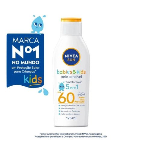 Protetor Solar Nivea Sun Babies E Kids Pele Sensível Fps 60 125ml