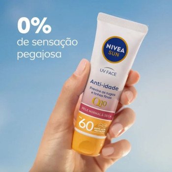 Protetor Solar Facial Nivea Sun UV Face FPS60 Anti-Idade Q10 Pele Normal a Seca 50g
