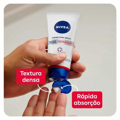 Creme para Mãos Nivea 3 em 1 Reparação com Dexpanthenol 75ml