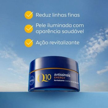 Creme Facial Nivea Q10 Energy Antissinais Noturno Vitamina C e E 50g