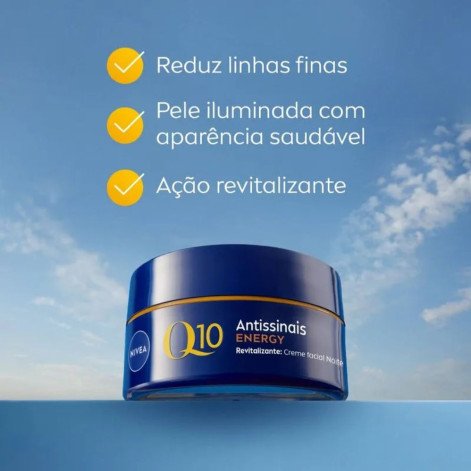 Creme Facial Nivea Q10 Energy Antissinais Noturno Vitamina C e E 50g