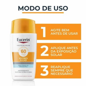 Protetor Solar Facial Fluido FPS 60 Eucerin Hydro Fluid 50ml