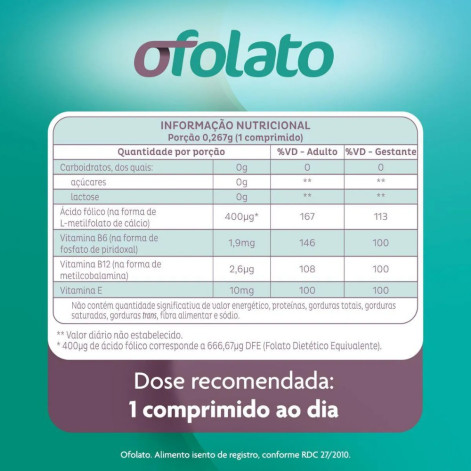 Polivitamínico Ofolato para Gestantes 30 comprimidos