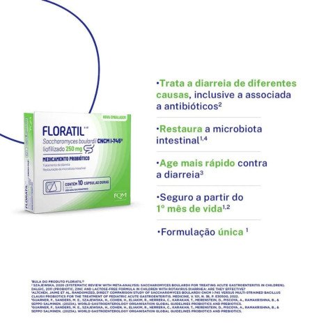 Probiótico Floratil 250mg 10 Cápsulas