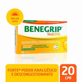Benegrip MultiDia Paracetamol 800mg + Cloridrato Fenillefrina 20mg 20 comprimidos