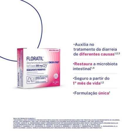 Probiótico Floratil 200mg 4 envelopes de 1g