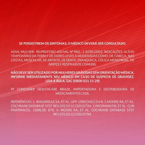 Advil Mulher Ibuprofeno 400mg 2 cápsulas