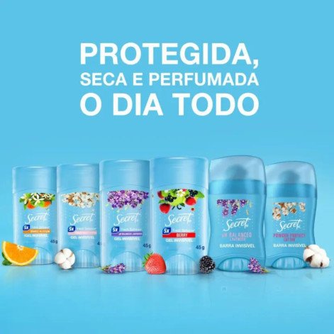 Desodorante Twist Stick em Gel Secret pH Balanceado Lavander 48h 45g