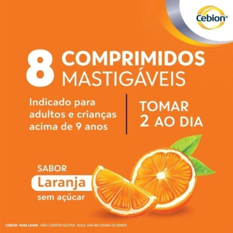 Vitamina C + Zinco Cebion Para Levar Sabor Laranja 8 comprimidos mastigáveis