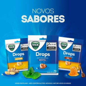 Pastilha Vick Drops Mentol 20 unidades