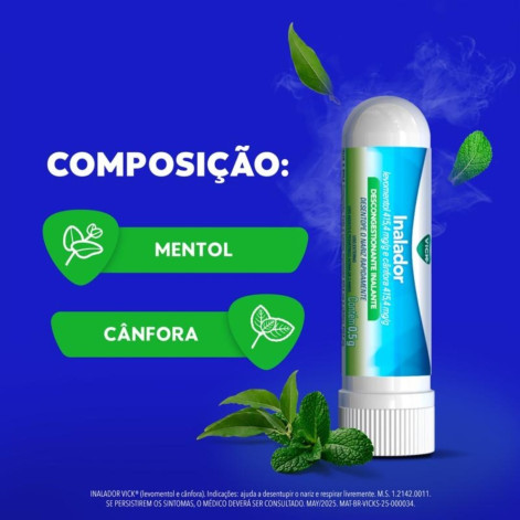 Vick Inalador Solução Inalante Nasal 0,5g Frasco Plástico 2 Unidades