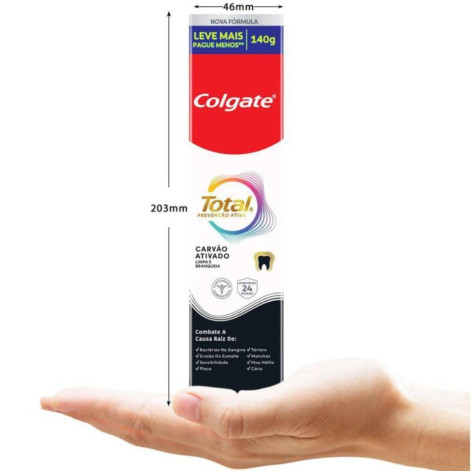Creme Dental Colgate Total Prevenção Ativa Carvão Ativado 140g