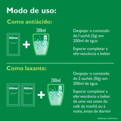 Sal de Andrews Sulfato de Magnésio 0,88g Sachê Efervescente 5g