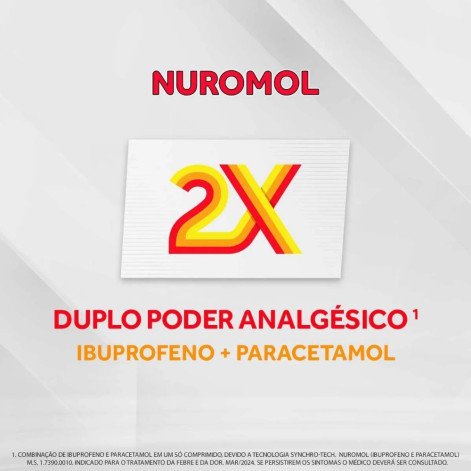 Nuromol Ibuprofeno 200mg + Paracetamol 500mg com 12 comprimidos