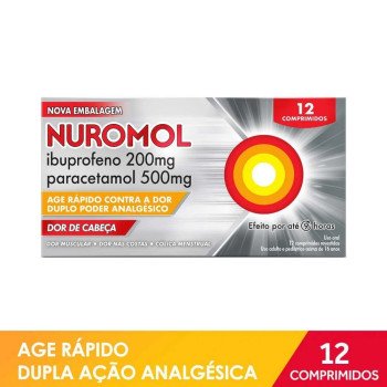 Nuromol Ibuprofeno 200mg + Paracetamol 500mg com 12 comprimidos