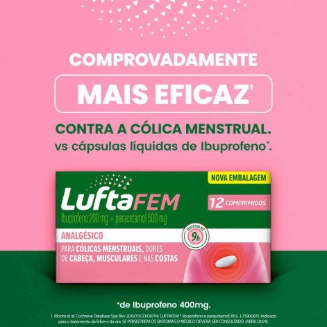Luftafem Ibuprofeno 200mg + Paracetamol 500mg 12 comprimidos