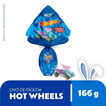 Ovo de Páscoa Lacta Hotwheels 166g Vem Com Carro Super Radical E Cartela De Adesivos Para Decorar