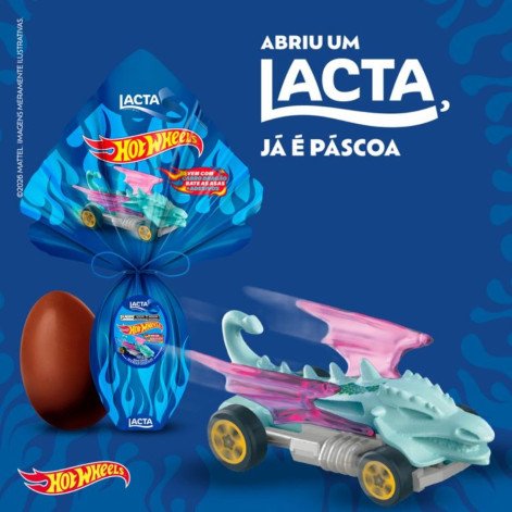 Ovo de Páscoa Lacta Hotwheels 166g Vem Com Carro Super Radical E Cartela De Adesivos Para Decorar