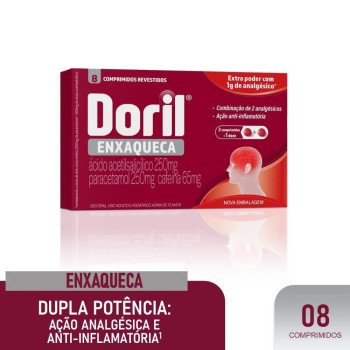 Doril Enxaqueca Ácido Acetilsalicílico 250mg + Paracetamol 250mg + Cafeína 65mg 8 comprimidos