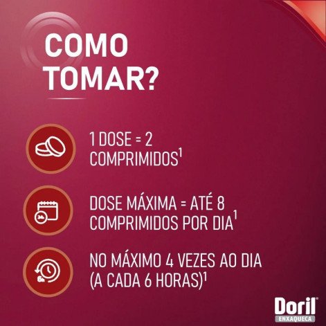 Doril Enxaqueca Ácido Acetilsalicílico 250mg + Paracetamol 250mg + Cafeína 65mg 8 comprimidos