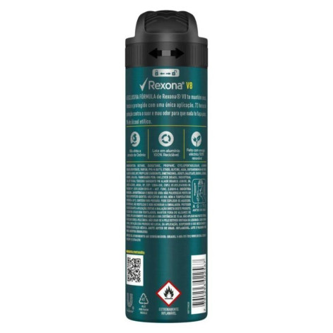 Desodorante Antitranspirante Aerosol Rexona Men V8 72h 150ml