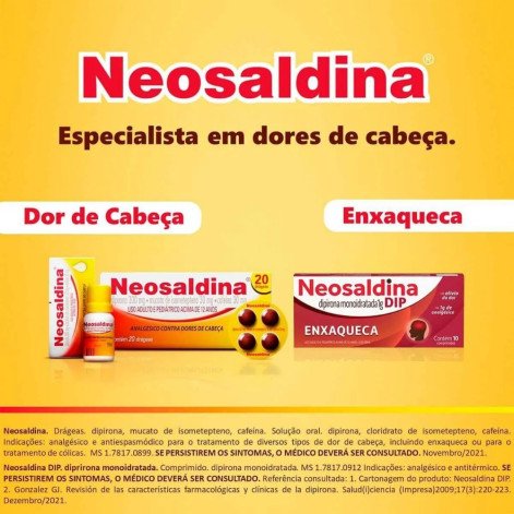 Neosaldina DIP Dipirona 1g 20 comprimidos