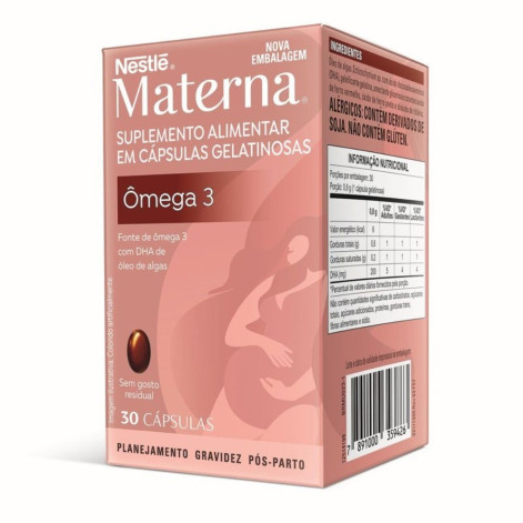 Suplemento Alimentar Adulto Nestlé Materna Ômega 3 Dha De Óleo De Alga 30 Cápsulas