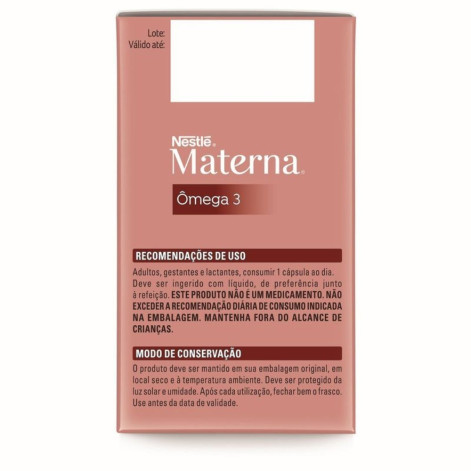 Suplemento Alimentar Adulto Nestlé Materna Ômega 3 Dha De Óleo De Alga 30 Cápsulas