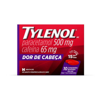 Tylenol Paracetamol 500mg + Cafeína 65mg 10 comprimidos