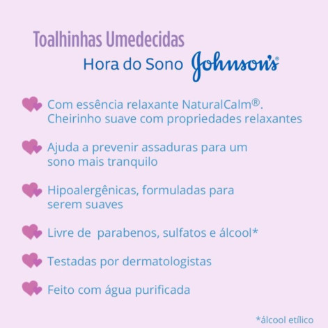 Lenço Umedecido Johnson's Baby Hora do Sono Hipoalergênico Sem Álcool 48 unidades