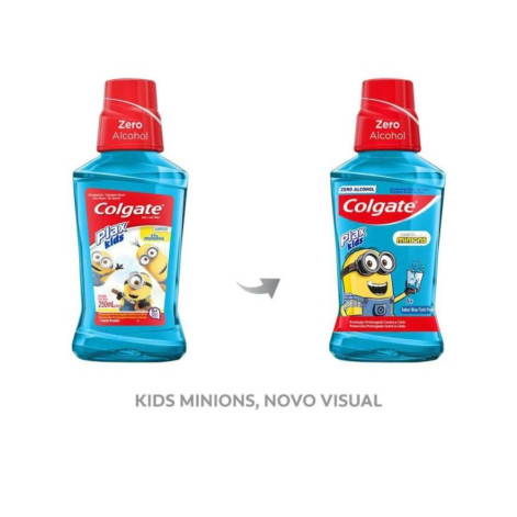 Enxaguante Antisséptico Bucal Colgate Plax Kids Zero Álcool Minions com 250ml