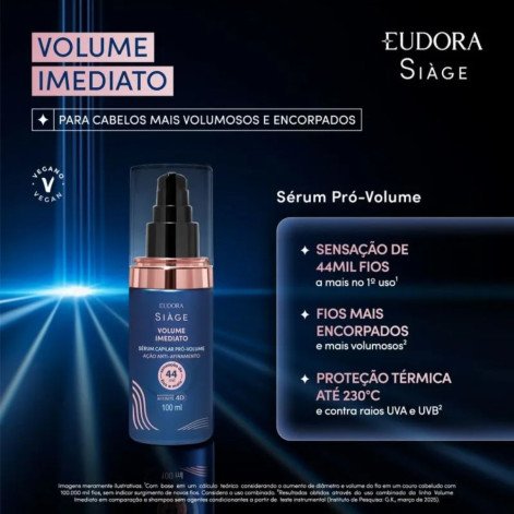 Sérum Capilar Pró-Volume Eudora Siàge Volume Imediato 100ml