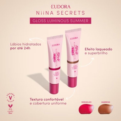 Gloss Labial Niina Secrets Luminous Summer Marrom 12ml