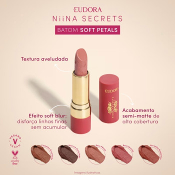 Batom Niina Secrets Soft Petals Marrom Aveludado 3,8g