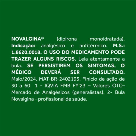 Novalgina Dipirona 500mg 10 comprimidos