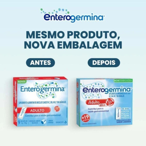 Probiótico Enterogermina Adulto Sabor Laranja 9 Sachês