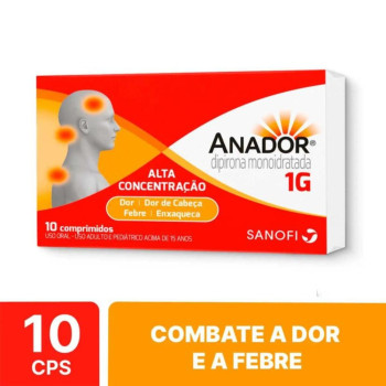 Anador 1g Dipirona Monoidratada Sanofi 10 Comprimidos