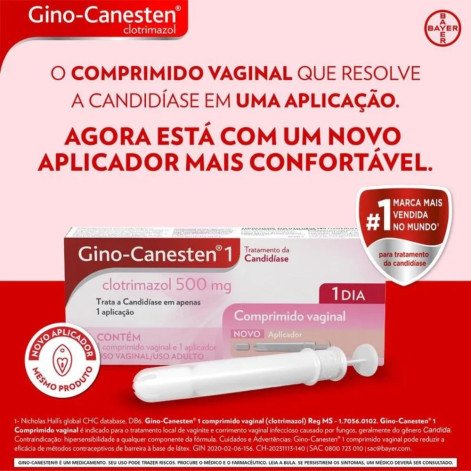 Tratamento da Candidíase Gino-Canesten Comprimido Vaginal 1 dia