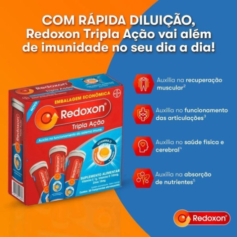 Vitamina C Efervescente Redoxon Tripla Ação 30 comprimidos